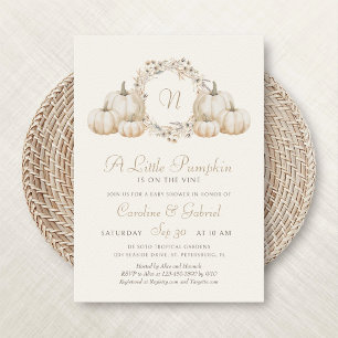 Little Pumpkin Minimalistisch Monogram Baby Shower Einladung