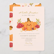 Little Pumpkin Mushroom Kinderdusche Einladung