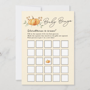 Little Pumpkin Neutral Baby Shower Bingo Card Einladung