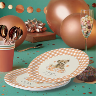 Little Pumpkin Niedlich Fall Teddy Bear Babydusche Pappteller
