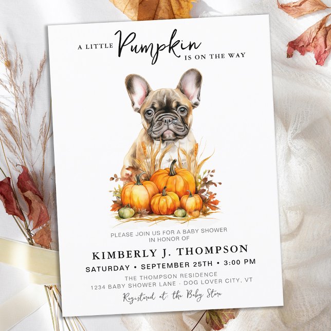 Little Pumpkin Niedlich Puppy Simple Fall Baby Dus Einladungspostkarte (Von Creator hochgeladen)