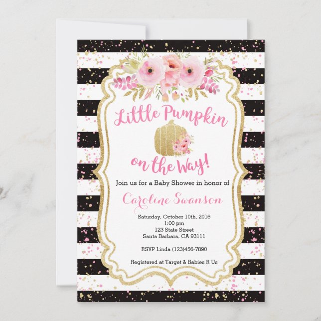 Little Pumpkin on the way, Baby Shower Einladung (Vorderseite)