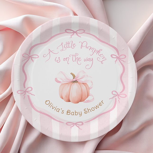 Little Pumpkin on the Way Pink Baby Shower Paper Pappteller (Von Creator hochgeladen)