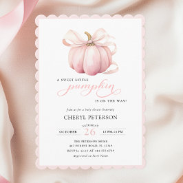 Little Pumpkin on the Way Pink Bow Baby Shower Einladung