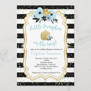 Little Pumpkin on Way- Blue and Gold- Boy Einladung