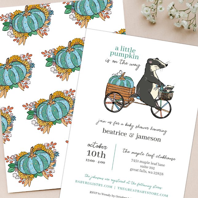 Little Pumpkin on Way Couples Boy Baby Shower Einladung (Von Creator hochgeladen)
