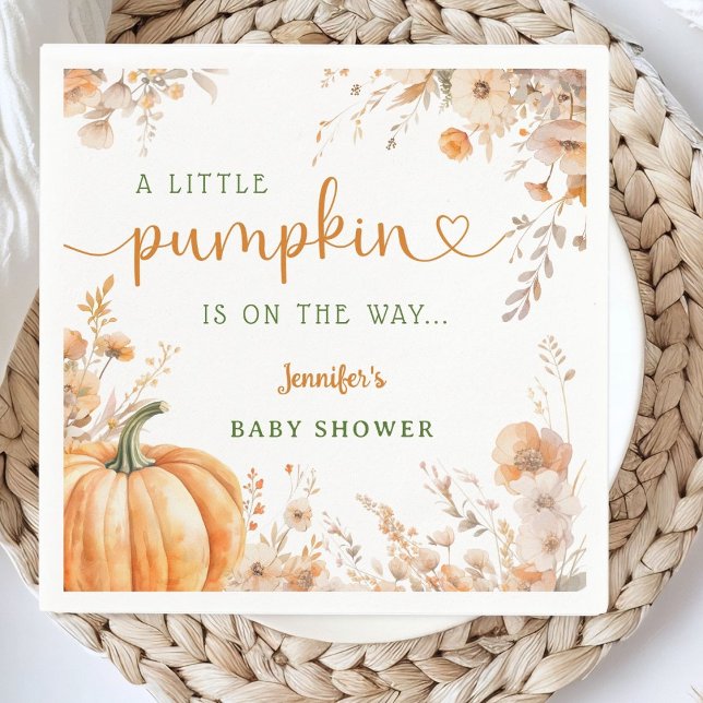 Little Pumpkin on Way Fall Baby Shower Paper Serviette (Von Creator hochgeladen)