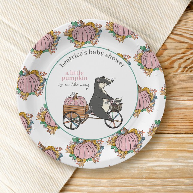 Little Pumpkin on Way Girl Baby Shower Pappteller (Von Creator hochgeladen)