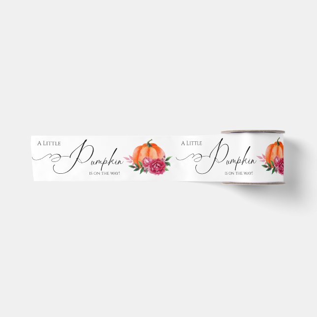 Little Pumpkin Orange Autumn Rustic Baby Shower Satinband (Vorderseite)