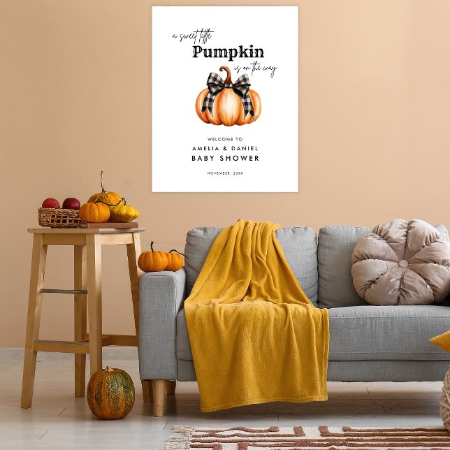 Little Pumpkin Orange Black Minimalism Baby Dusche Poster (Von Creator hochgeladen)