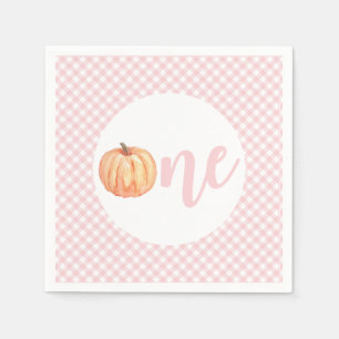 Little Pumpkin pastel rosa kariert ersten Geburtst Serviette