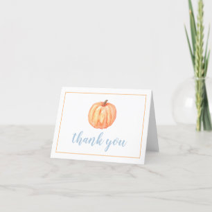 Little Pumpkin Pastellblau kariert erster Geburtst Dankeskarte
