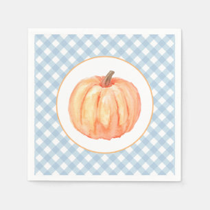 Little Pumpkin Pastellblau kariert erster Geburtst Serviette