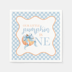 Little Pumpkin Pastellblauer Bogen kariert 1. Gebu Serviette