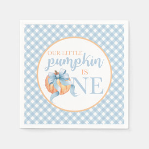 Little Pumpkin Pastellblauer Bogen kariert 1. Gebu Serviette