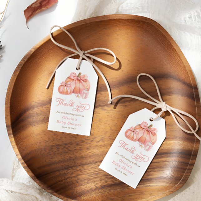 Little Pumpkin Pink Bow Baby Dusche Danke, Geschen Geschenkanhänger (Von Creator hochgeladen)