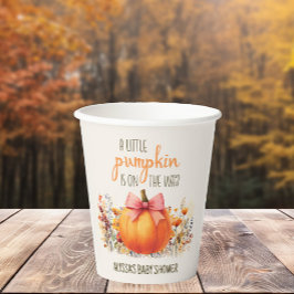 Little Pumpkin Pink Bow Baby Girl Dusche Pappbecher