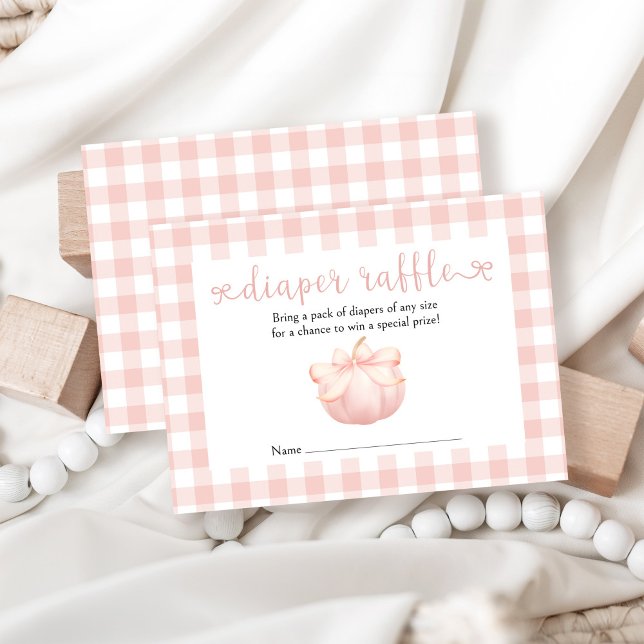 Little Pumpkin Pink Bow Diaper Raffle Begleitkarte (Von Creator hochgeladen)