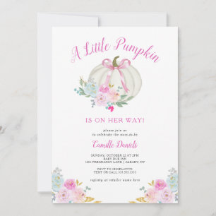 Little Pumpkin Pink Bow Girl Babydusche Einladung