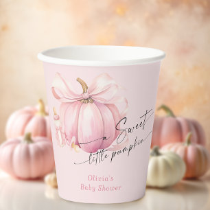 Little Pumpkin Pink Bow Girl Babydusche Pappbecher