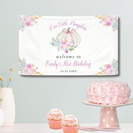 Little Pumpkin Pink Bow Girls 1. Geburtstag Willko Banner