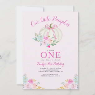 Little Pumpkin Pink Bow Girls zum ersten Geburtsta Einladung