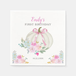 Little Pumpkin Pink Bow Girls zum ersten Geburtsta Serviette
