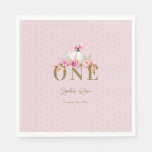 Little Pumpkin Pink Bow Rose Dots 1. Geburtstag Serviette