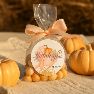 Little Pumpkin Pink Bow Thankyou Baby Dusche Runder Aufkleber