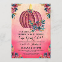 Little Pumpkin Pink Floral Wasserfarbe 1. Geburtst