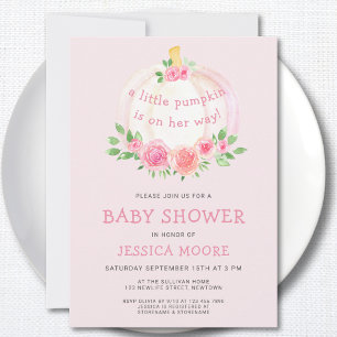Little Pumpkin Pink Girl Babydusche Einladung