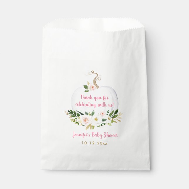 Little Pumpkin Pink Gold Baby Dusche Geschenktütchen (Vorderseite)