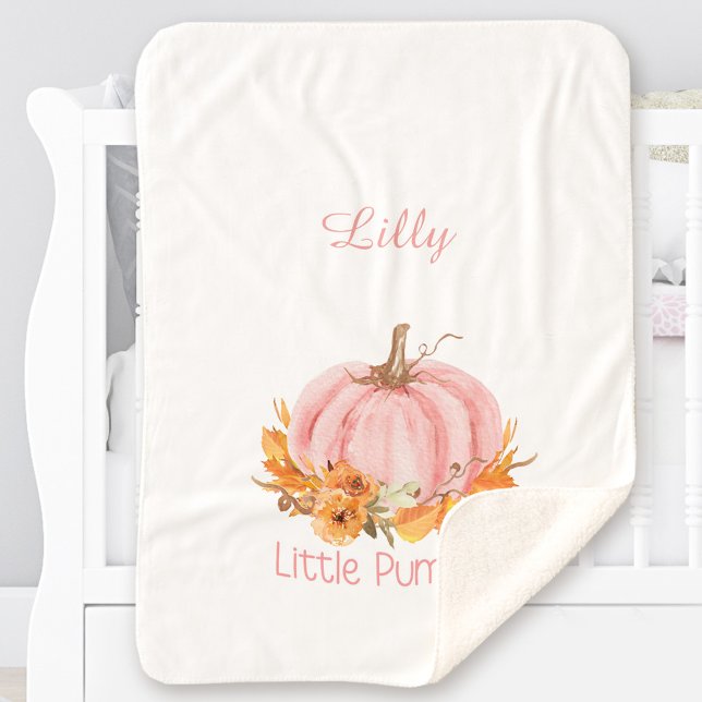 Little Pumpkin Pink Individuelle Name Sherpadecke (Little Pumpkin Pink Custom Name Sherpa Blanket)