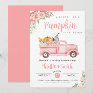 Little Pumpkin Pink Rustic Truck Baby Girl Dusche Einladung