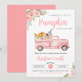 Little Pumpkin Pink Rustic Truck Baby Girl Dusche Einladung