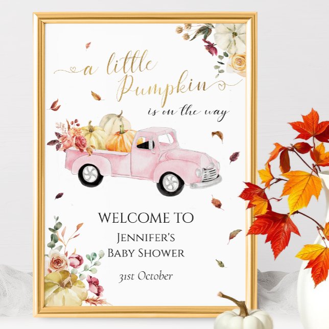 Little Pumpkin Pink Truck Baby Dusche Begrüßungsze Poster (Von Creator hochgeladen)