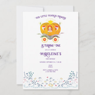 Little Pumpkin Princess Wildblume 1. Geburtstag Einladung