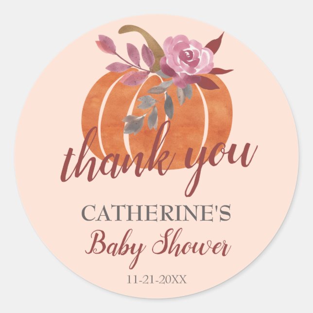 Little Pumpkin Rustic Autumn Baby Dusche Vielen Da Runder Aufkleber (Vorderseite)