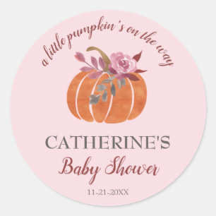 Little Pumpkin Rustic Autumn Floral Baby Shower Runder Aufkleber