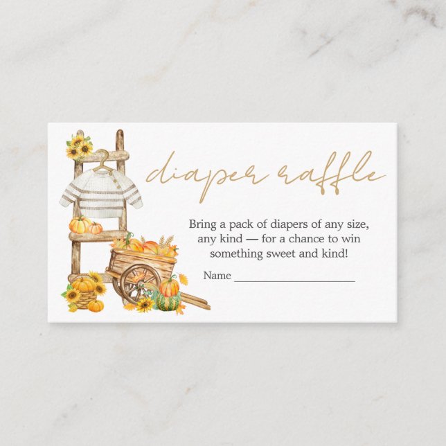 Little Pumpkin Rustic Baby Duwer Windelwanne Raffl Begleitkarte (Vorderseite)