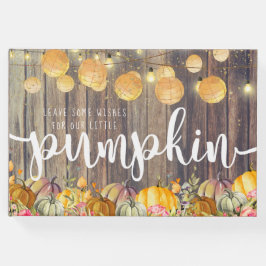 Little Pumpkin Rustic Barnwood Autumn Baby Dusche Gästebuch