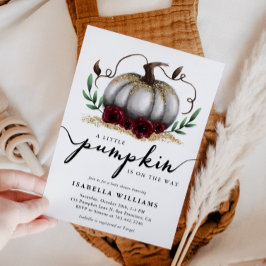 Little Pumpkin Rustic White Gold Baby Dusche Einladung