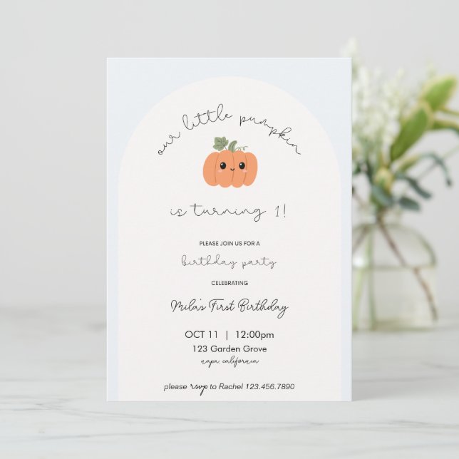 Little Pumpkin’s First Birthday Invitation  (Debout devant)