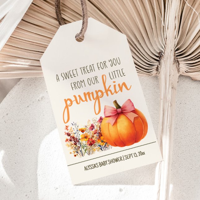 Little Pumpkin Sweet Leckerei Babydusche Geschenkanhänger (Little Pumpkin baby shower "Sweet Treat" favor tag)