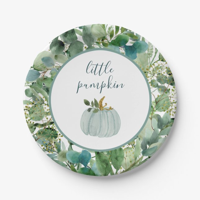 Little Pumpkin Tellers Blue Little Pumpkin Baby Pappteller (Vorderseite)