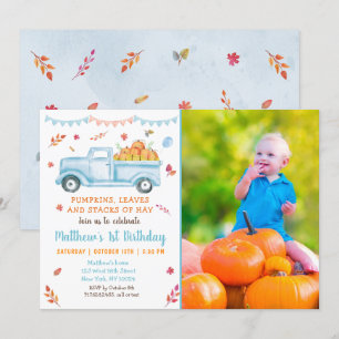 Little Pumpkin Truck Fall Birthday Einladung