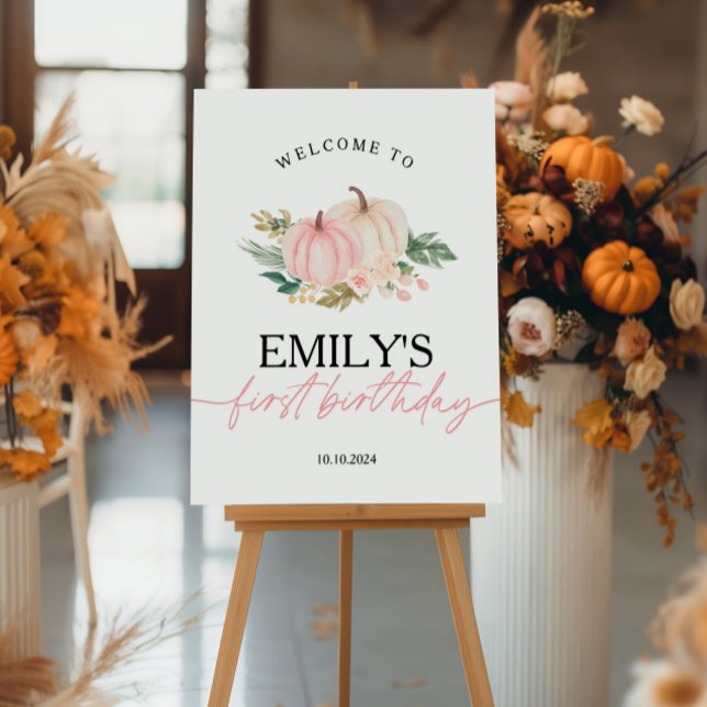 Little Pumpkin Turning One Birthday Willkommenszei Poster (Von Creator hochgeladen)