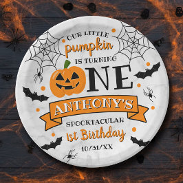 Little Pumpkin Turning One Halloween 1. Geburtstag Pappteller