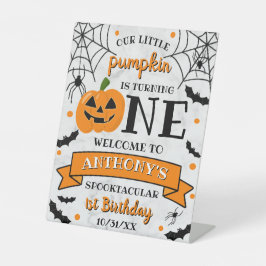 Little Pumpkin Turning One Halloween 1. Geburtstag Sockelschild