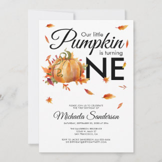 Little Pumpkin Turning One Herbst Birthday Einladung